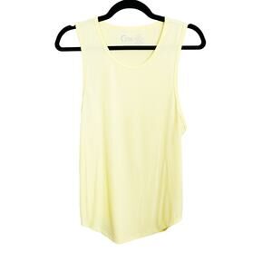 Zyia Active Ribbed Parallel Tank Top Yellow Large L Crew Neck Workout Stretch